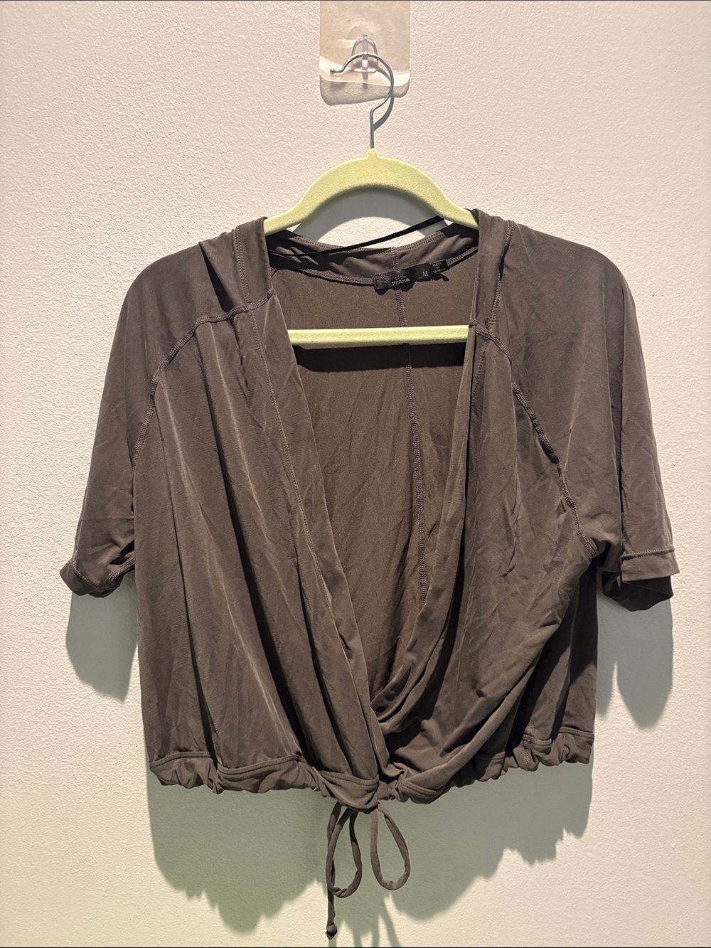 Prana Hooded V-neck Drawstring Top